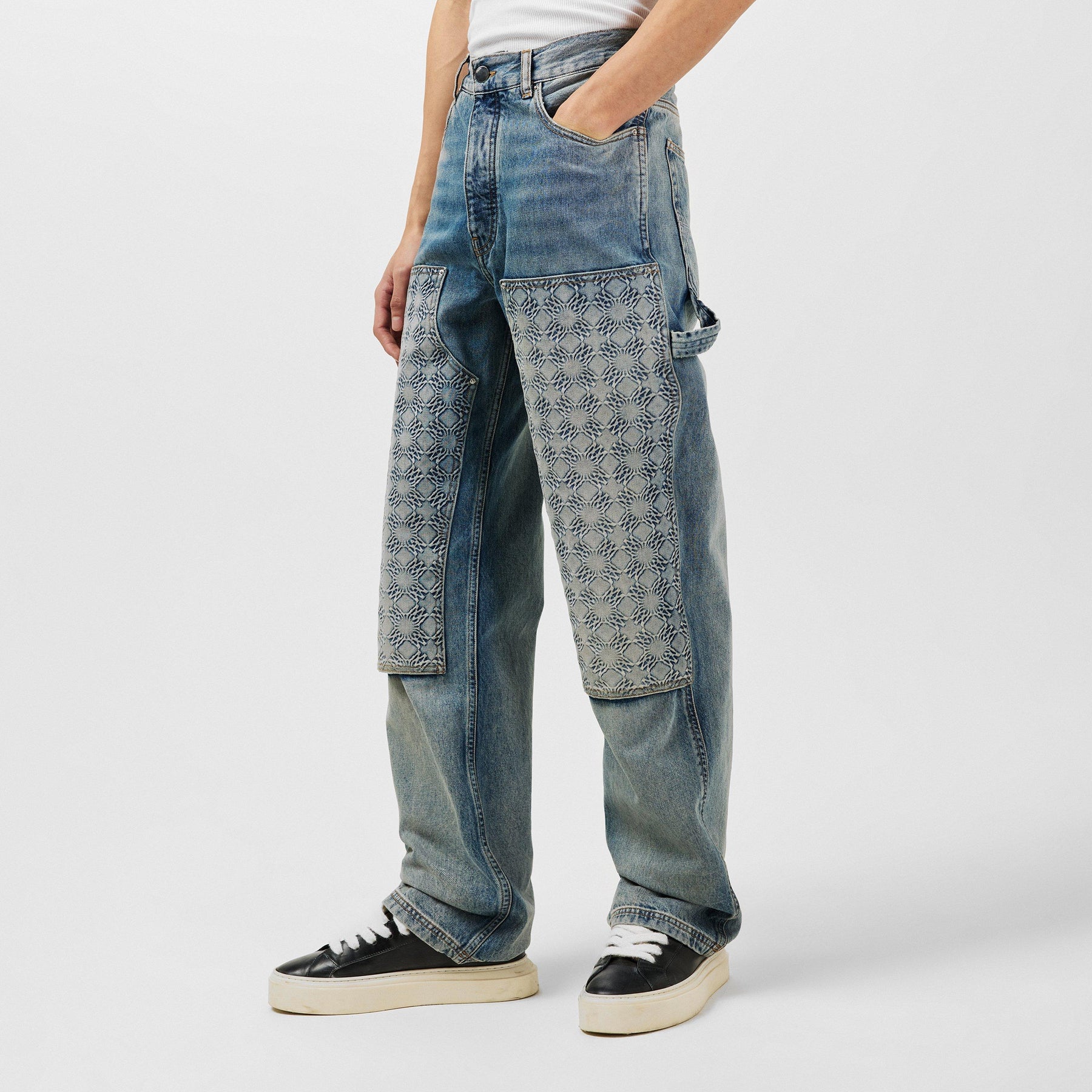 Monogram-Debossed Straight Jeans