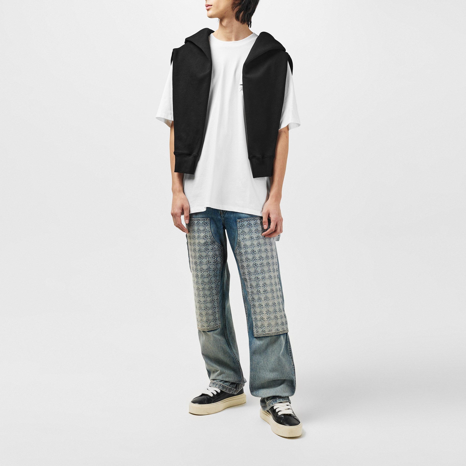 Monogram-Debossed Straight Jeans