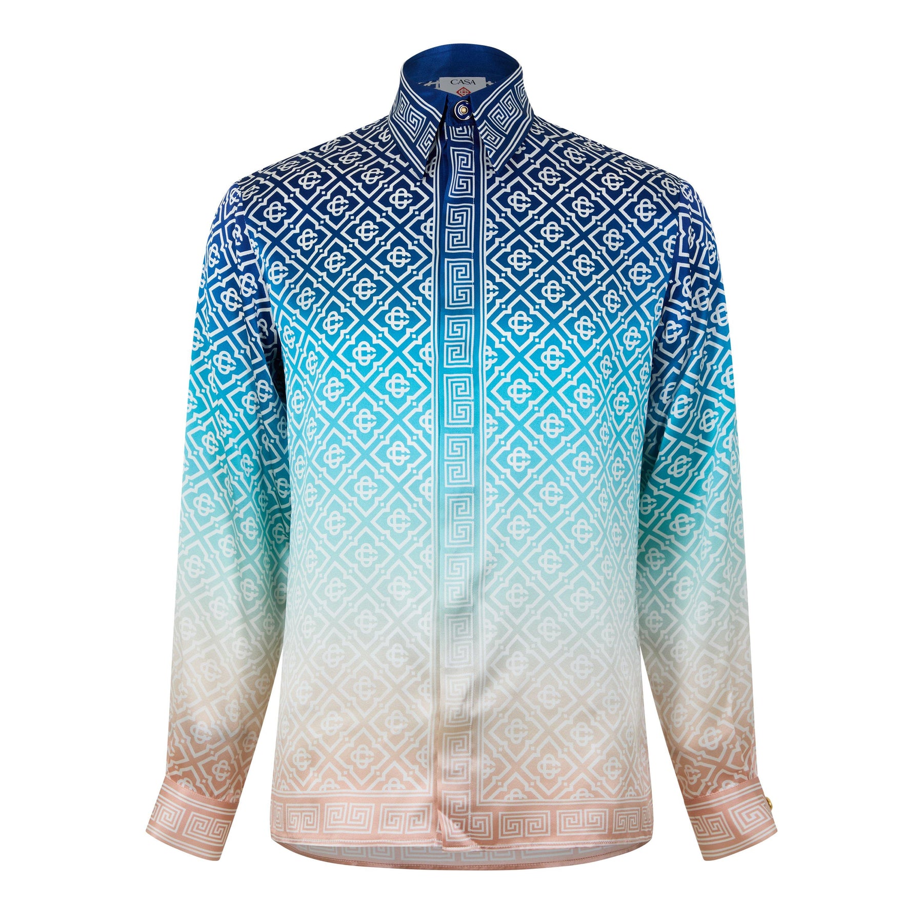 Long Sleeve Monogram Silk Shirt