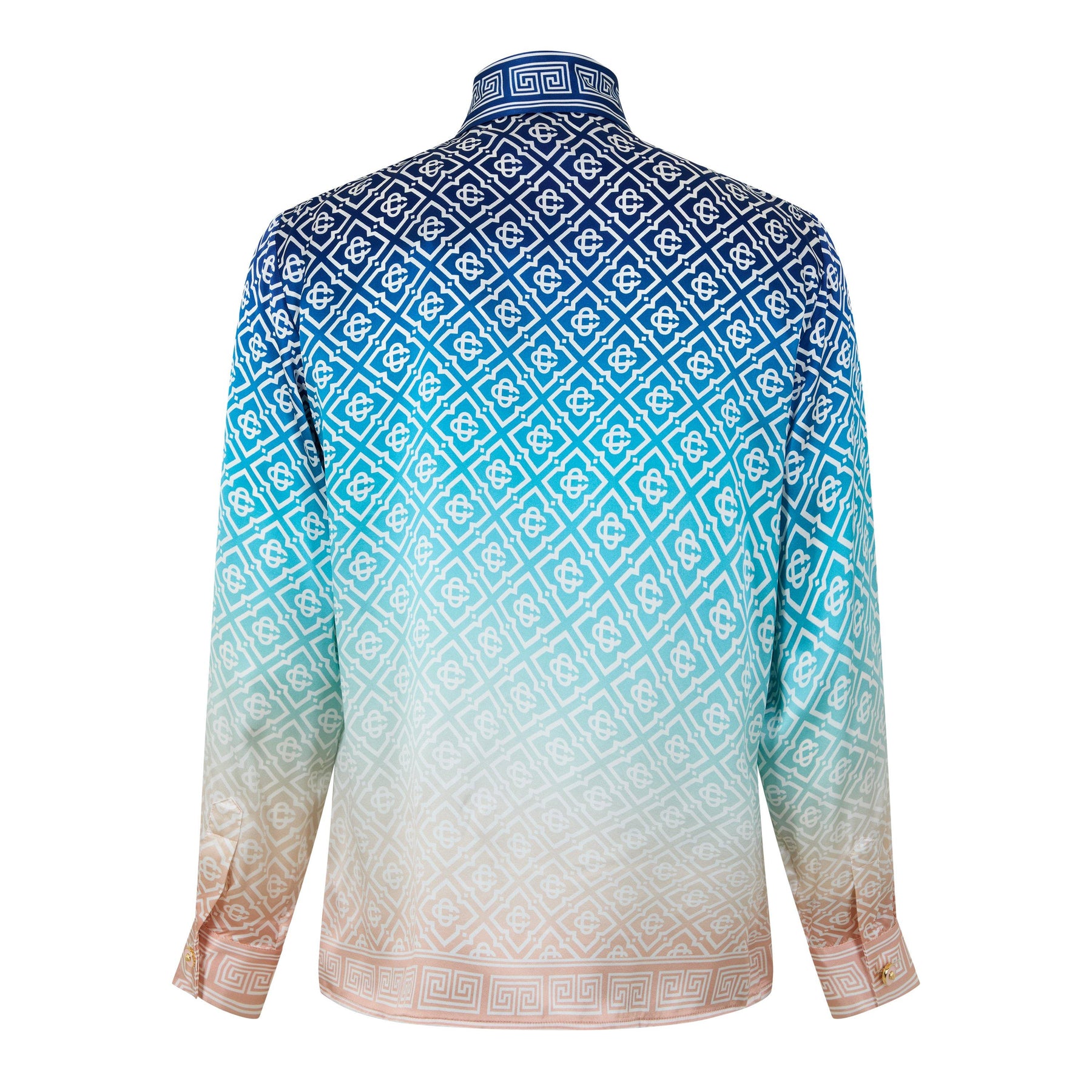 Long Sleeve Monogram Silk Shirt