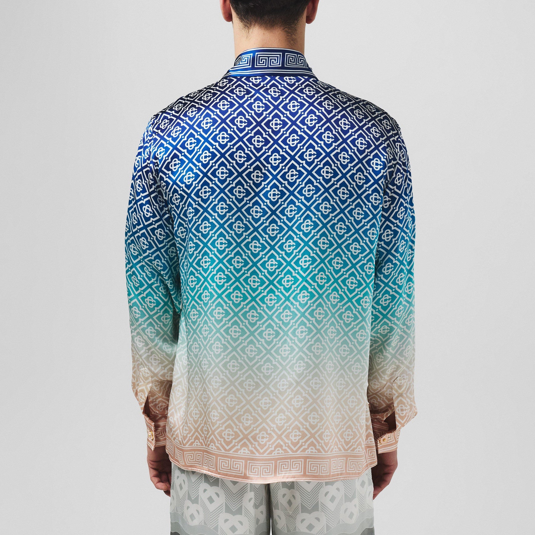 Long Sleeve Monogram Silk Shirt