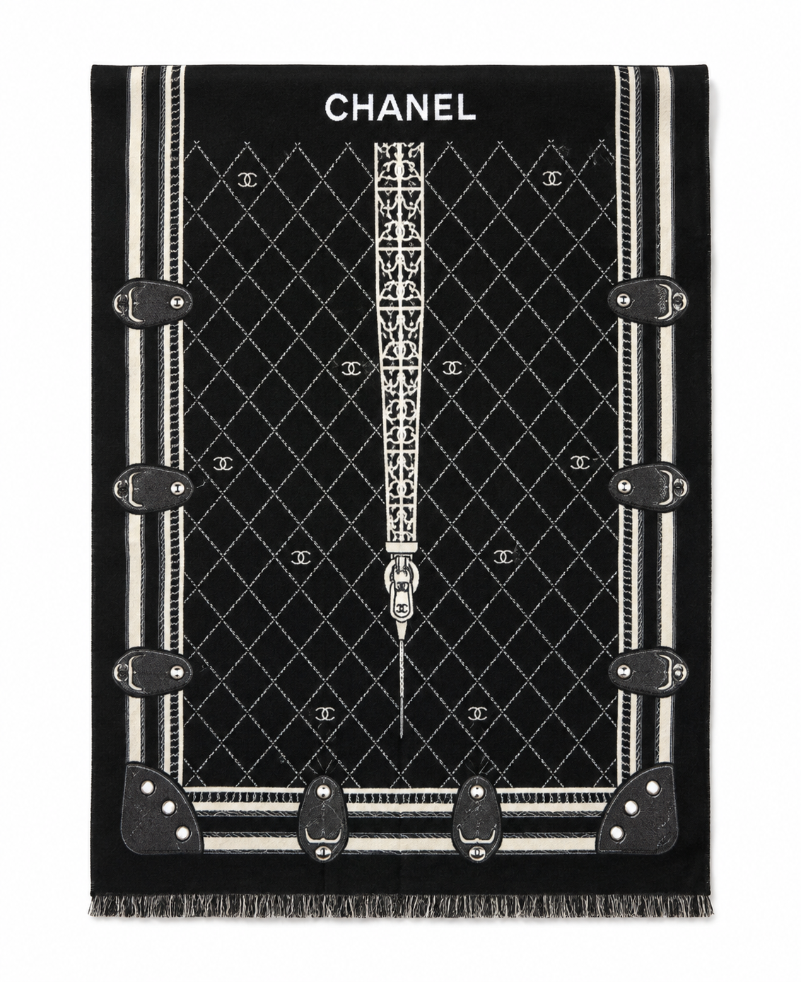 CHANEL Beauty Black Cashmere Silk Eiffel Scarf With Box – VIP Gift