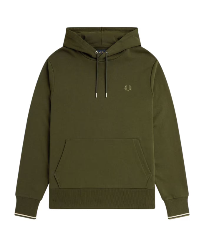 Fred Perry Cotton/Polyester Hoodie with Double Cuff Stripe