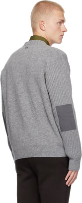 Ferragamo Gray Ribbed Sleeve Cardigan