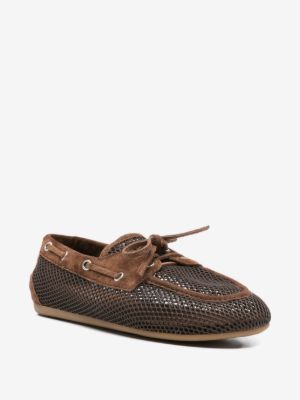 Miu Miu mesh and suede deck shoes