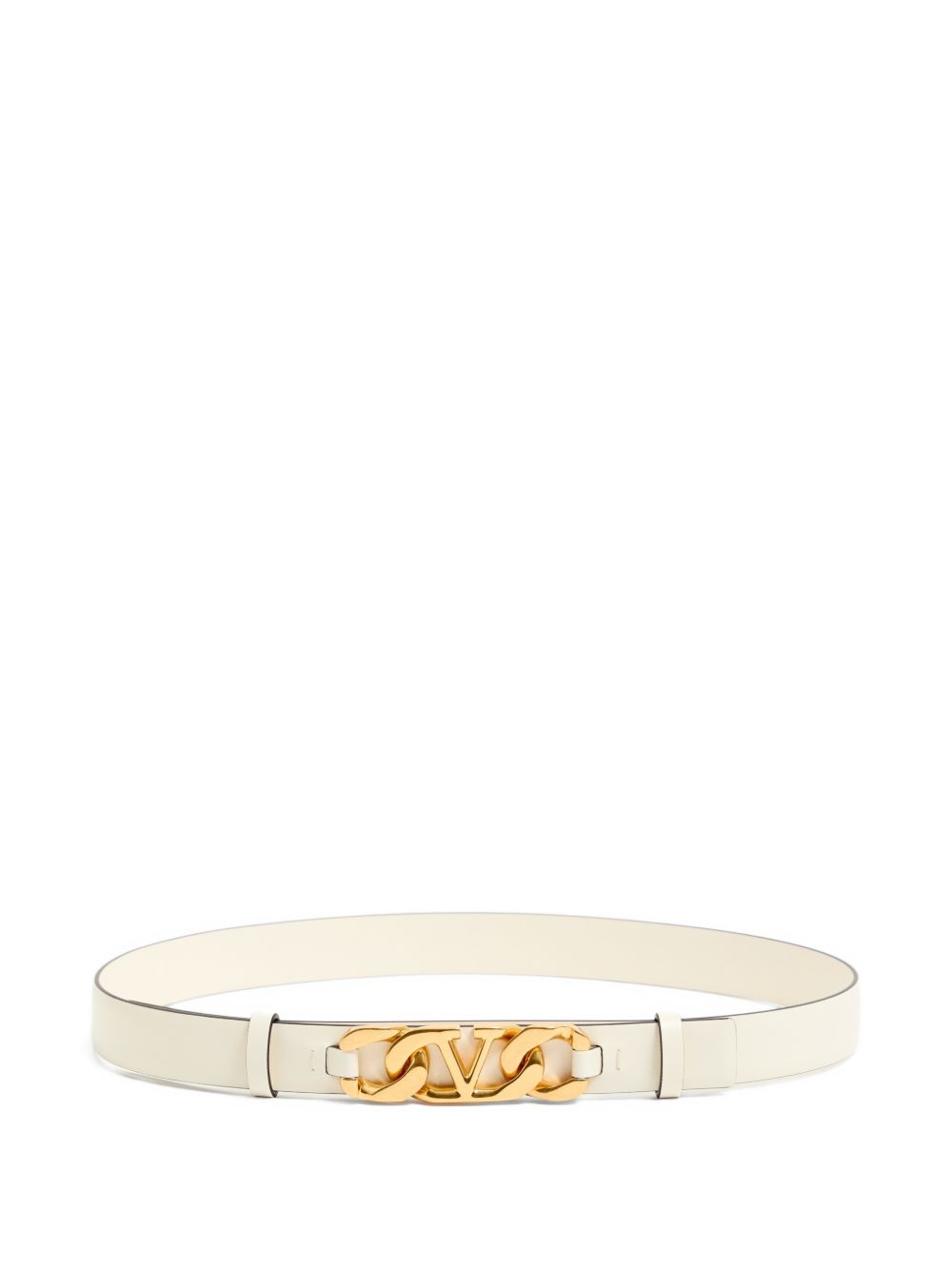 VLogo chain shiny calfskin belt