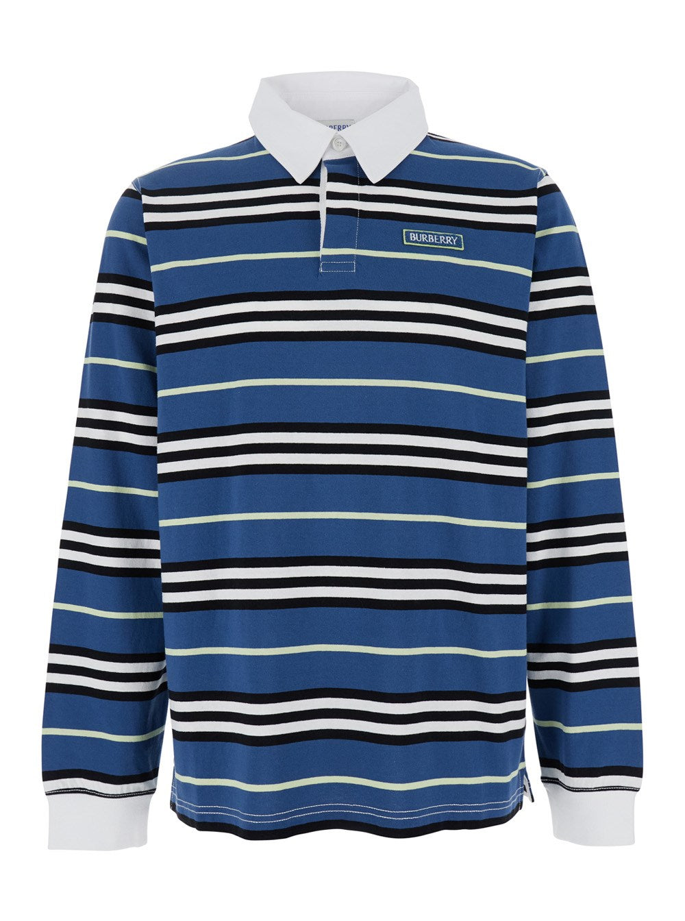Burberry Multicolor Polo Shirt with Logo Patch on the Front and All-Over Striped Motif in Cotton Man