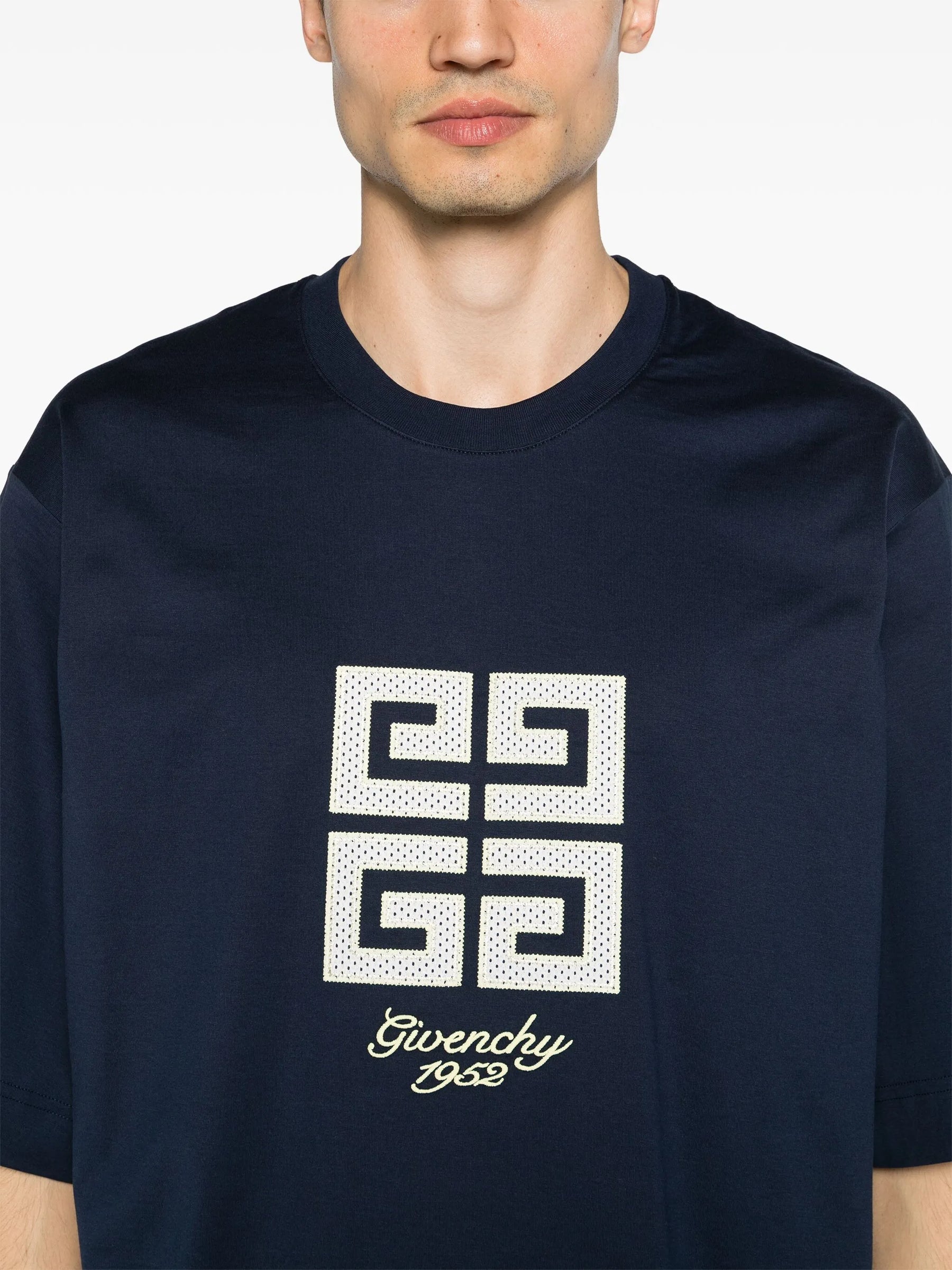 Givenchy 4G 1952 Embroidered Logo Oversized T-Shirt in Medium Blue
