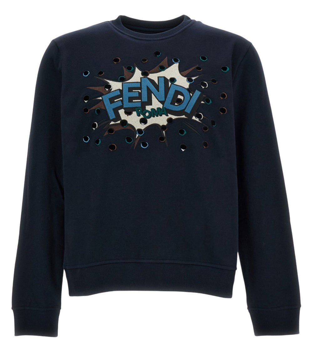 Fendi Dark Blue Logo Sweatshirt