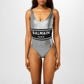 Metallic-Effect Puppytooth Swimsuit