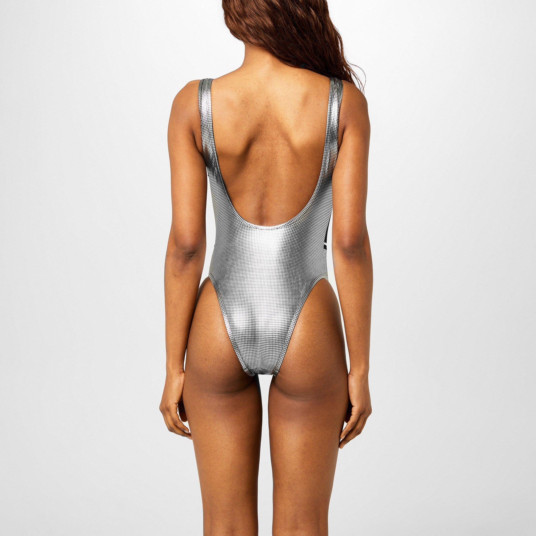 Metallic-Effect Puppytooth Swimsuit