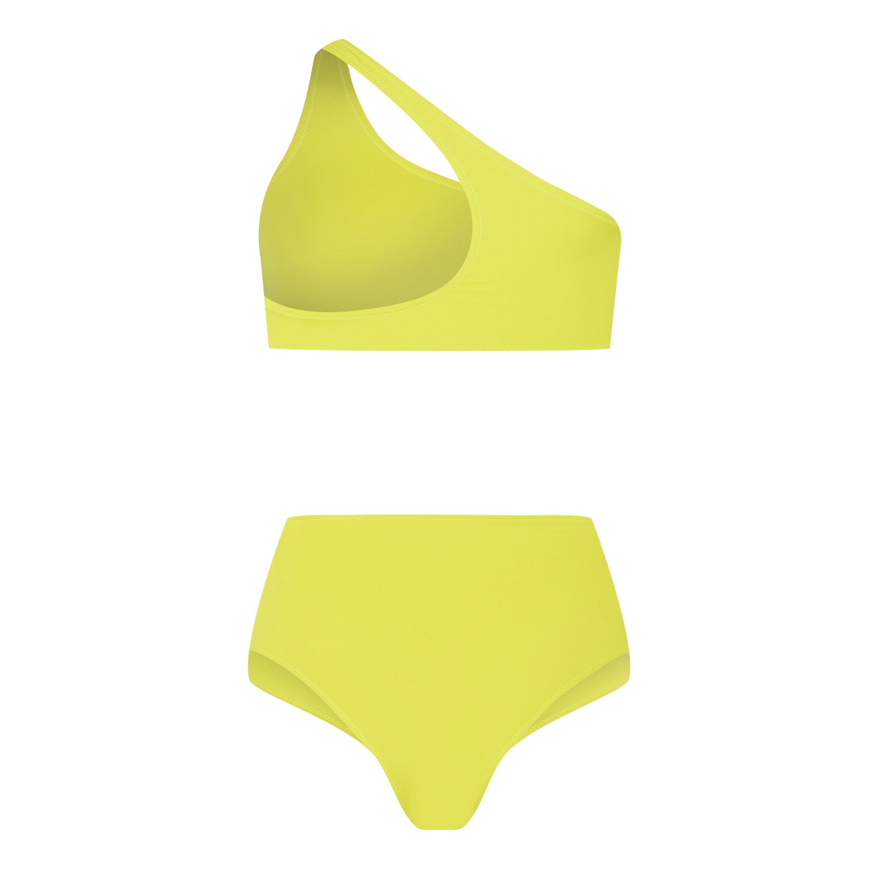 Stamp One Shoulder High Rise Bikini Set