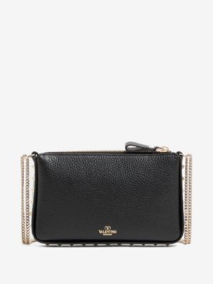 Rockstud chain pouch in grainy calfskin