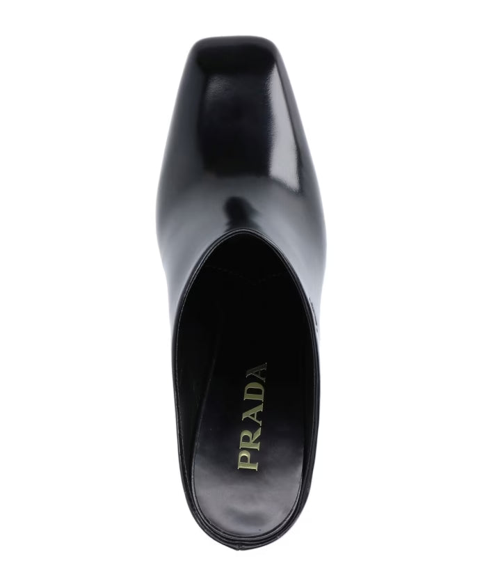 Prada Leather Logo Mules Slip-on Heels