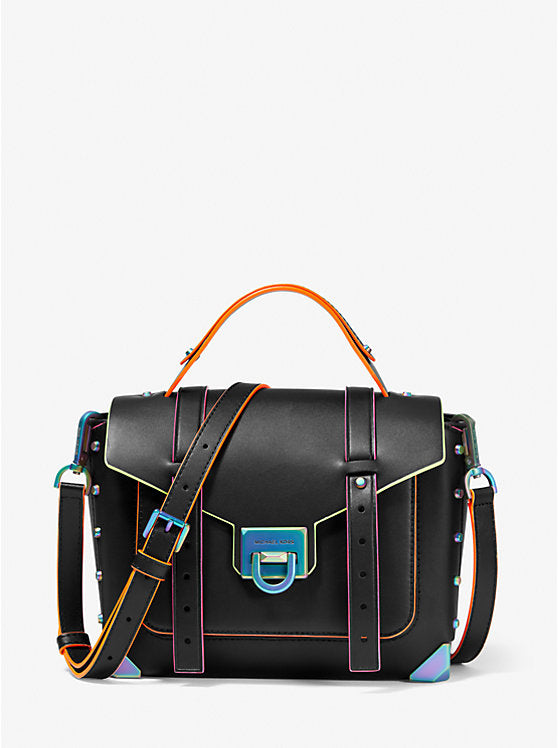 Michael Kors Manhattan Medium Contrast-Trim Leather Satchel - Bags | Shop From The Mirage
