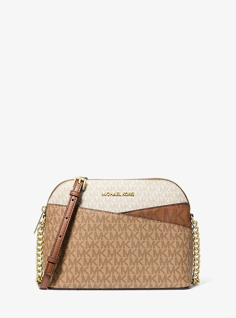 Jet Set Travel Medium Color-Block Signature Logo Crossbody Bag
