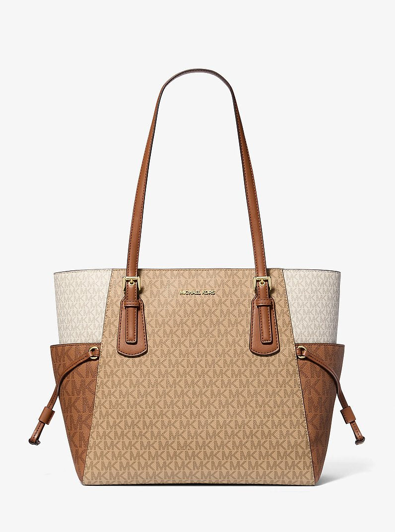 Voyager Large Color-Block Signature Logo Tote Bag