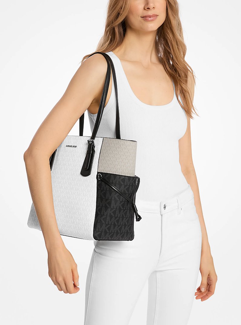 Voyager Large Color-Block Signature Logo Tote Bag