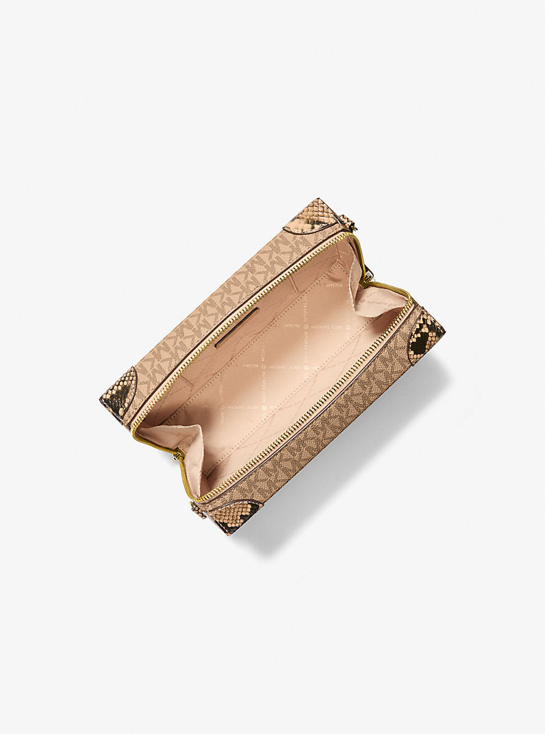 Jeanie Small Signature Logo and Snake Embossed Crossbody Bag