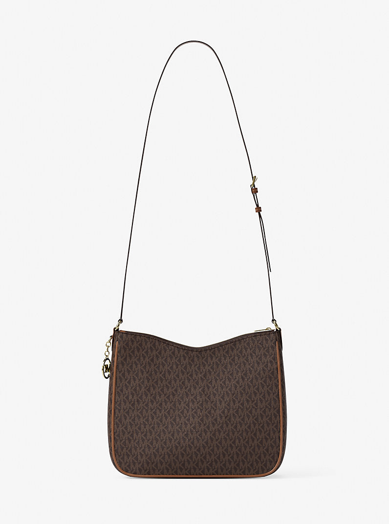 Nayla Medium Metallic Signature Logo Messenger Bag