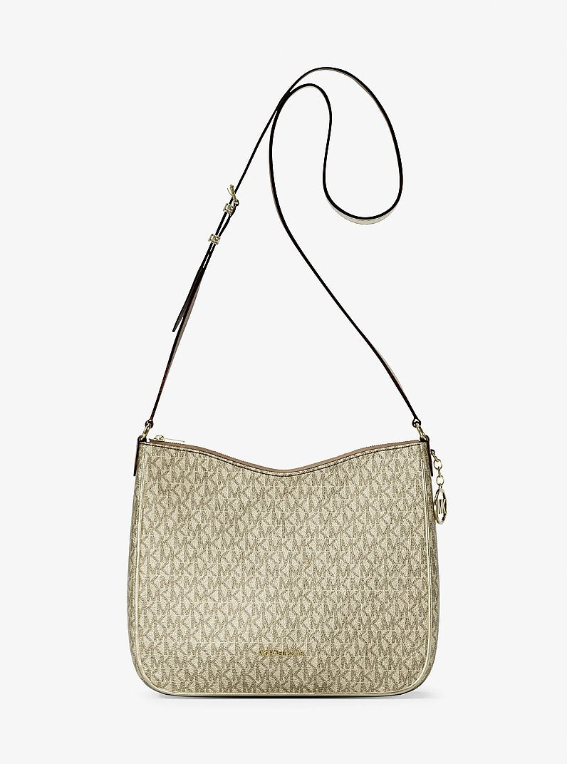 Nayla Medium Metallic Signature Logo Messenger Bag