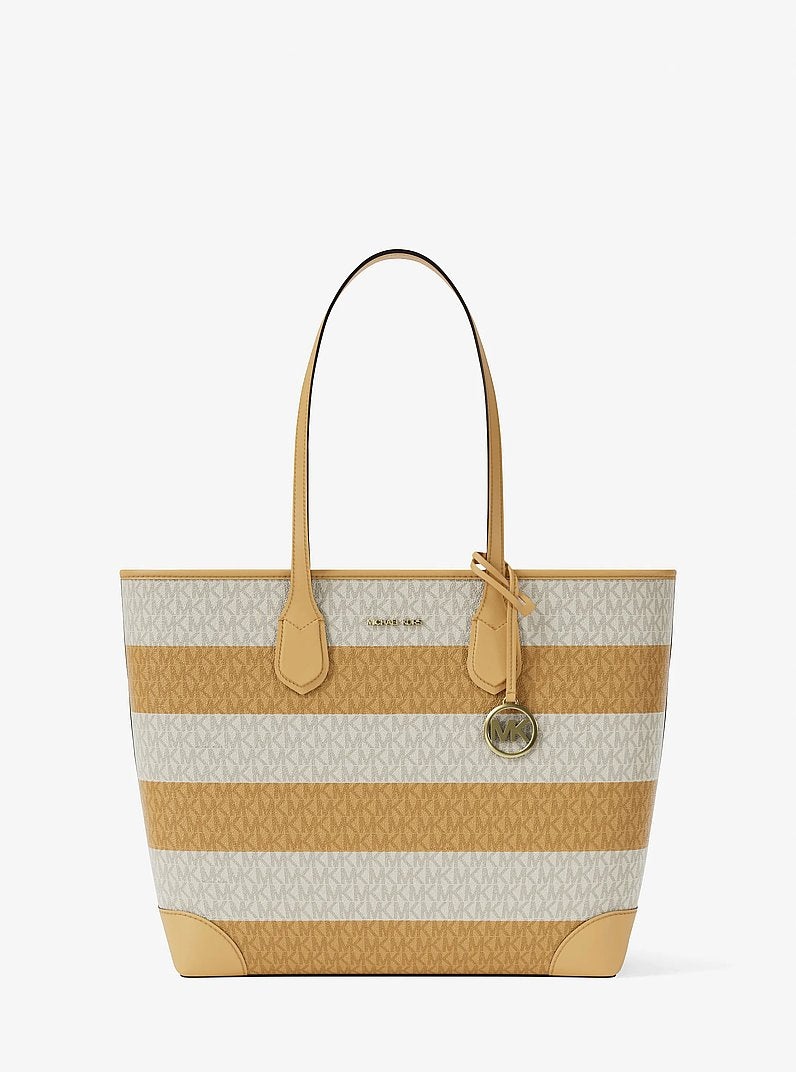 Eva Large Striped Signature Logo Tote Bag