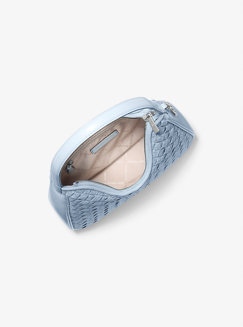 Nayla Small Woven Signature Logo Hobo Shoulder Bag