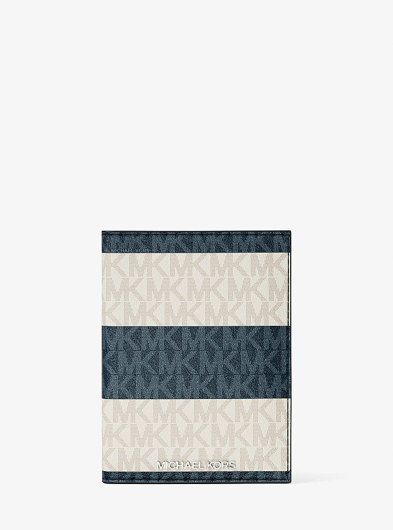 Jet Set Travel Medium Striped Signature Logo Passport Case