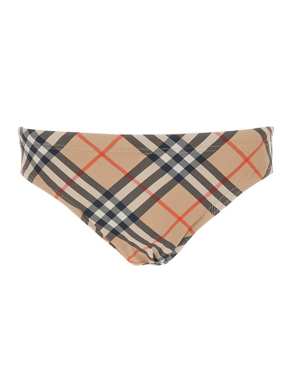 Burberry Beige Speedo with Check Motif in Polyamide Man