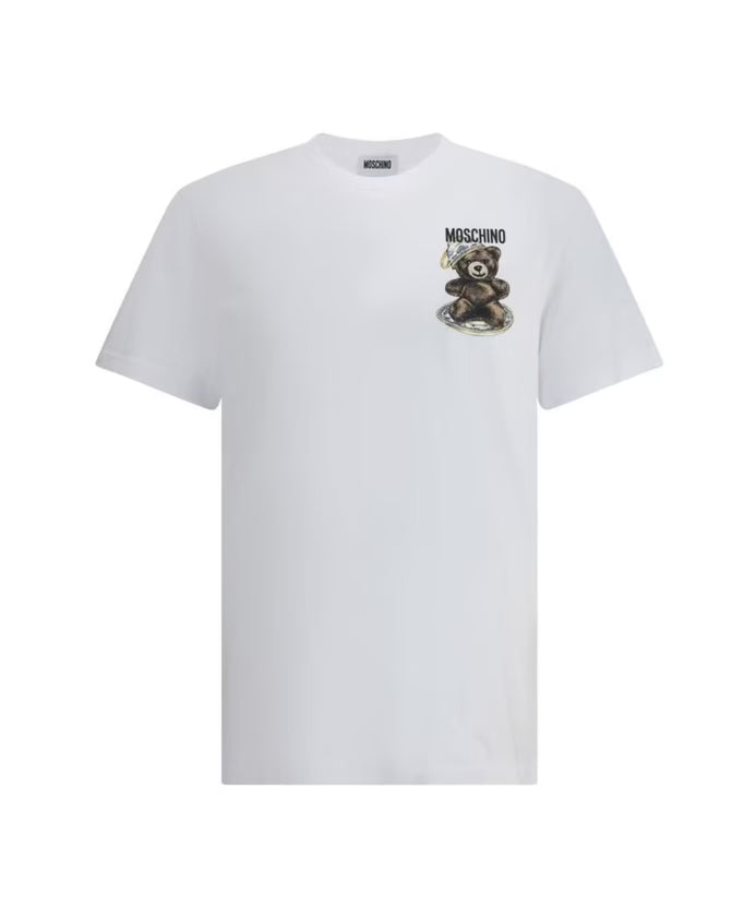 Moschino Bear Print T-Shirt with Ribbed Crew Neck