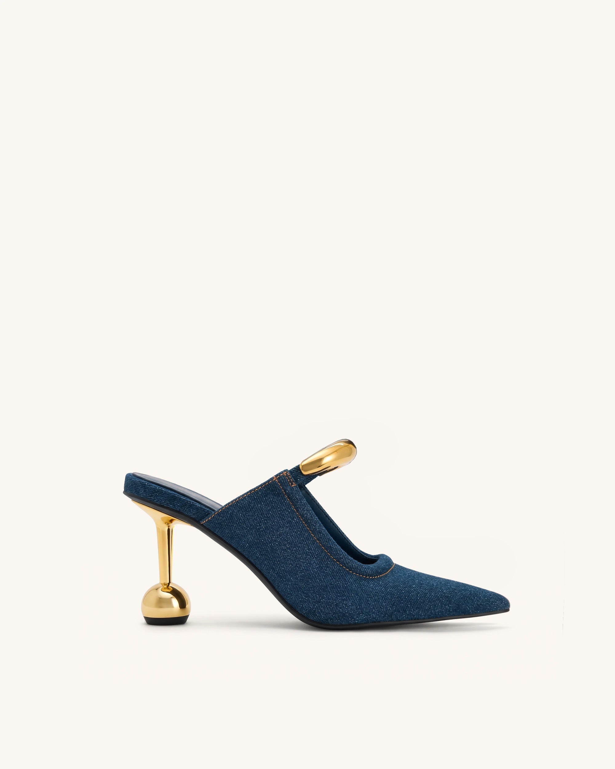 Sofia Metal Accent Sphere Heel Mules - Green