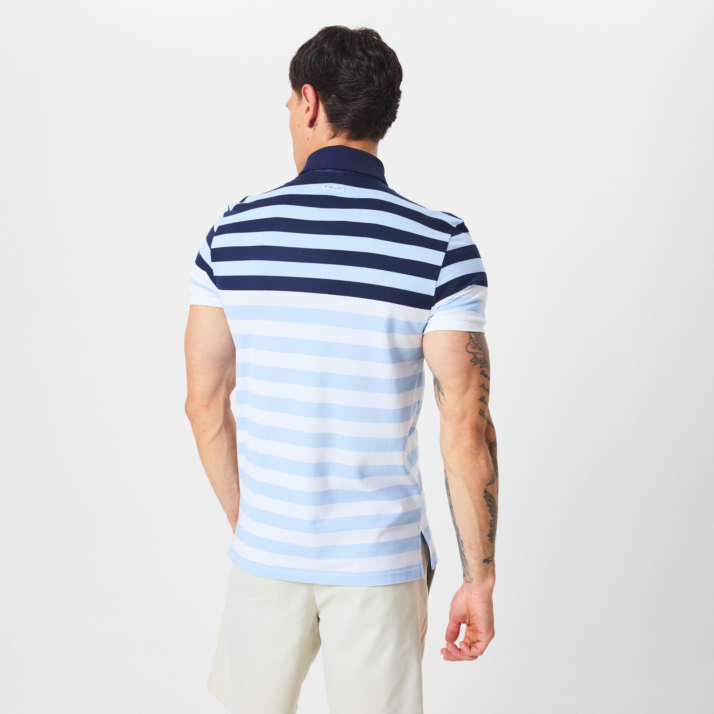 Men's Black Stripe Short-Sleeve Performance Polo Shirt