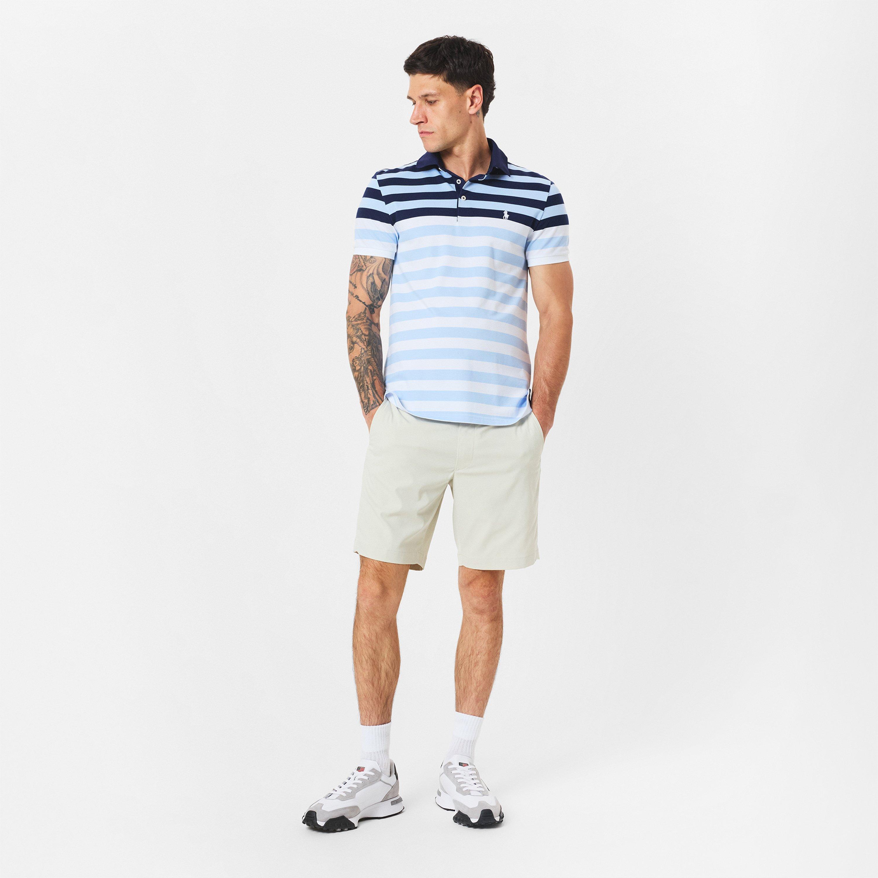 Men's Black Stripe Short-Sleeve Performance Polo Shirt