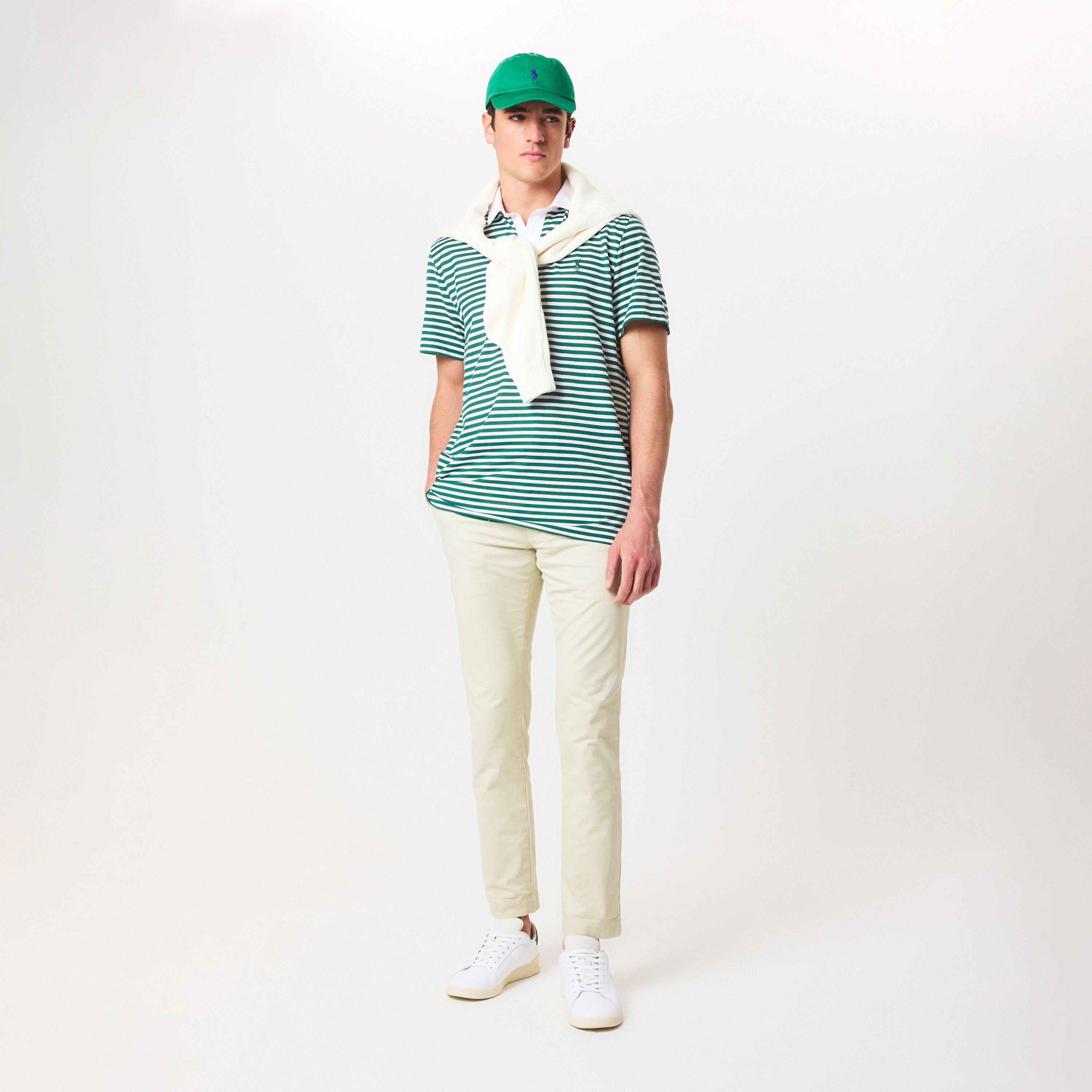 Men's Thin Stripe Short-Sleeve Performance Polo Shirt