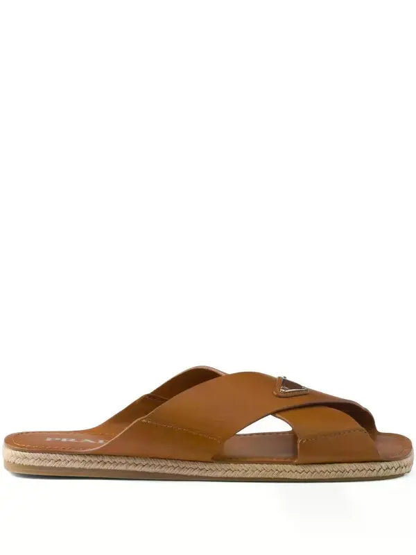 Prada Leather Crisscross Sandals