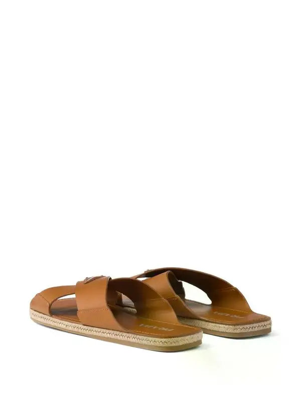 Prada Leather Crisscross Sandals