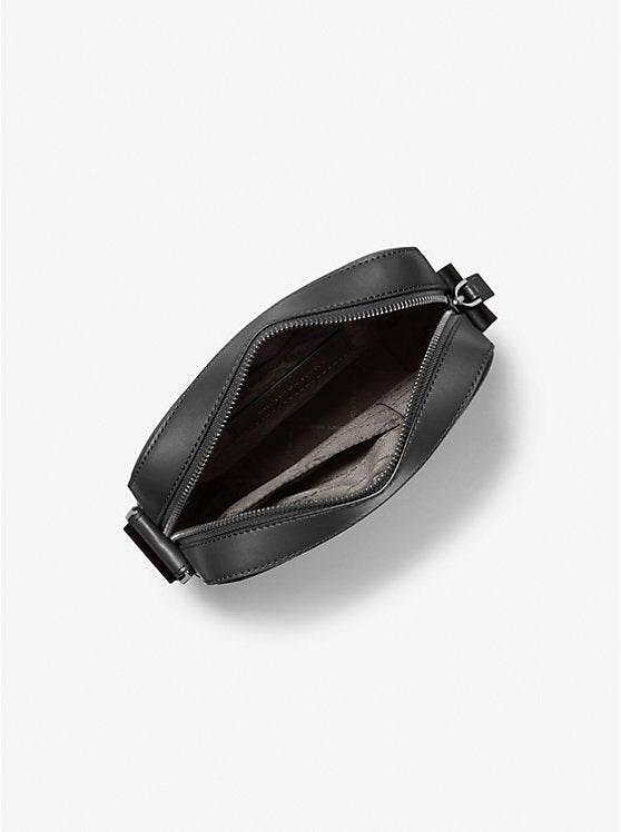 Cooper Logo Embossed Pebbled Leather Messenger Bag