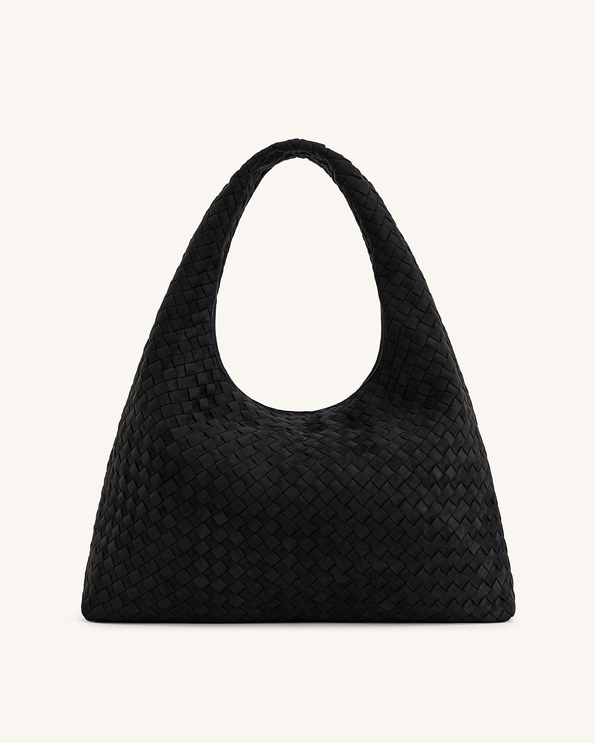 Laura Faux Suede Woven Shoulder Bag - Dark Brown