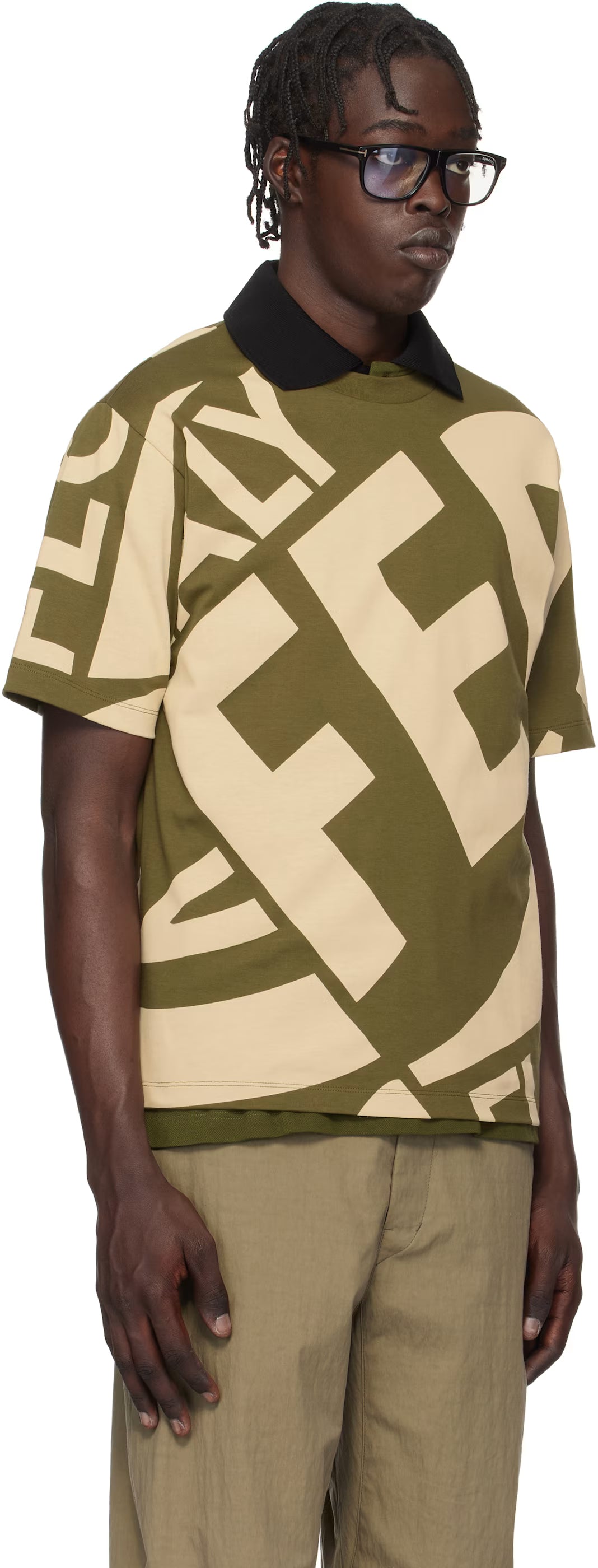 Ferragamo Khaki & Beige Graphic Print T-shirt