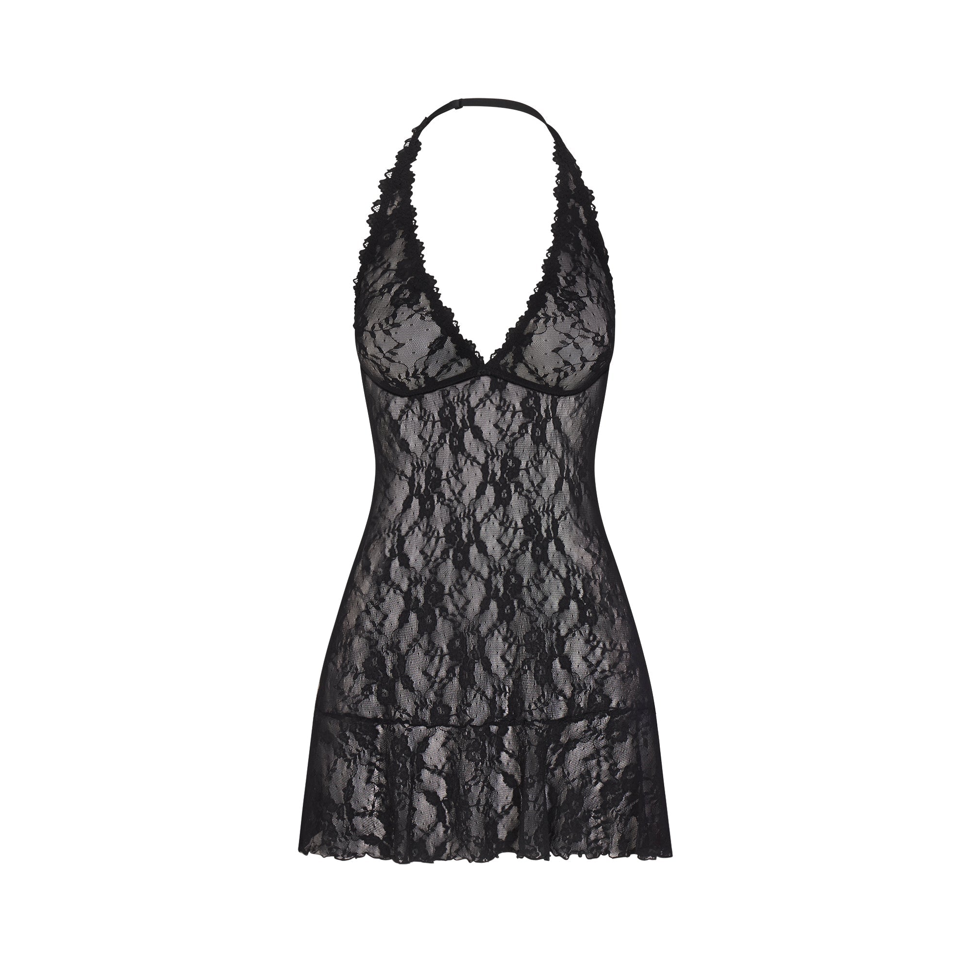 Stretch Lace Halter Mini Dress