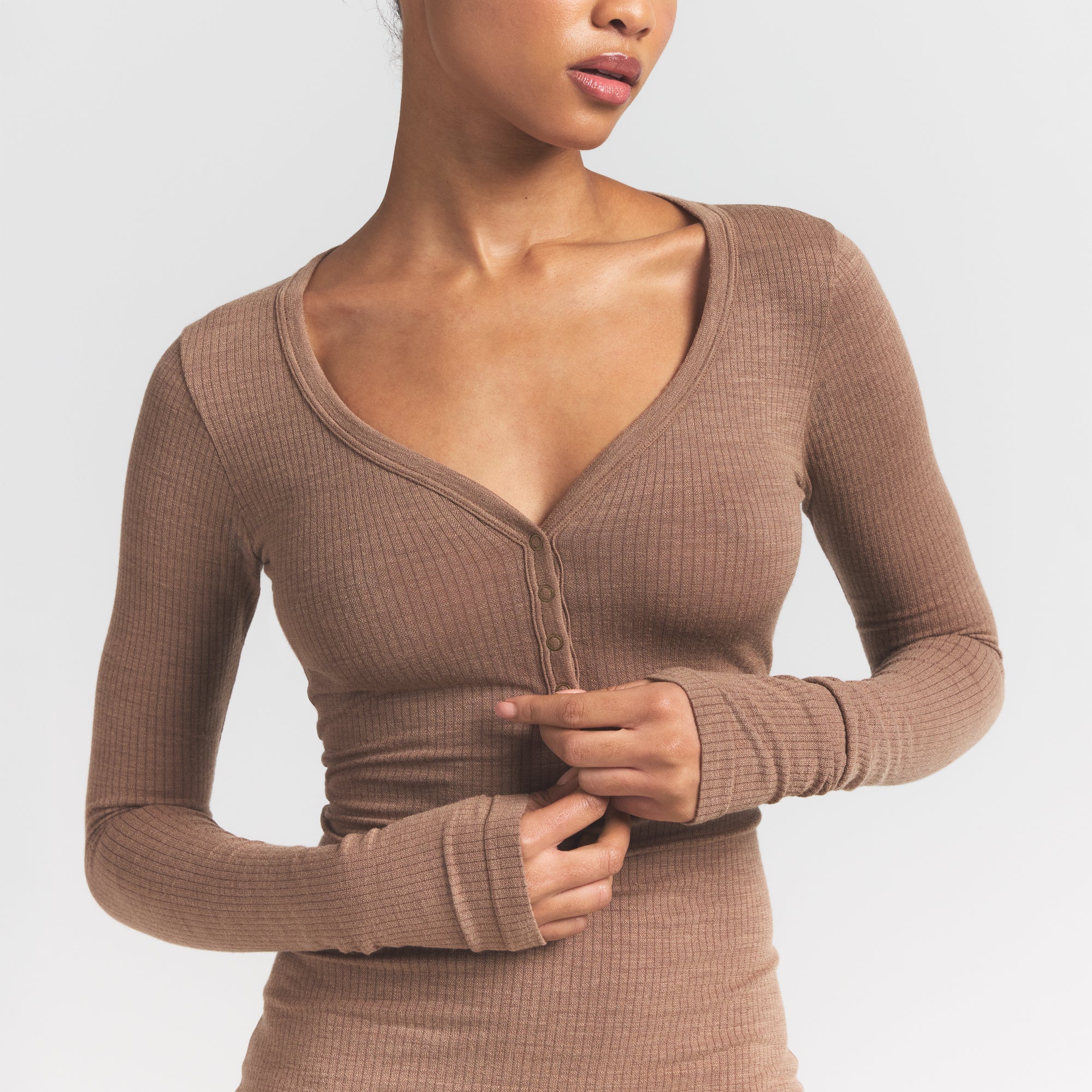 Wool Rib Henley Dress