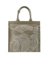 Beige Cotton Shopper Bag with Leather Lining