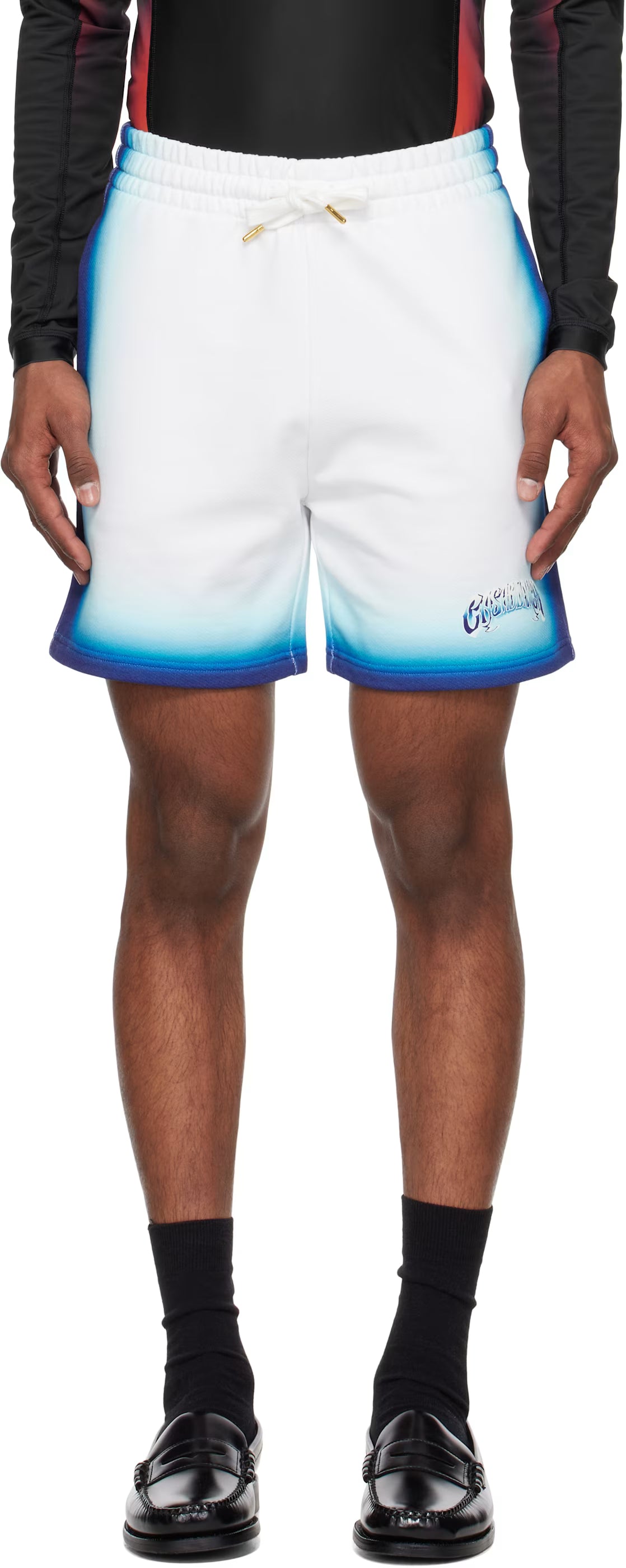 White & Blue Fade Sweat Shorts