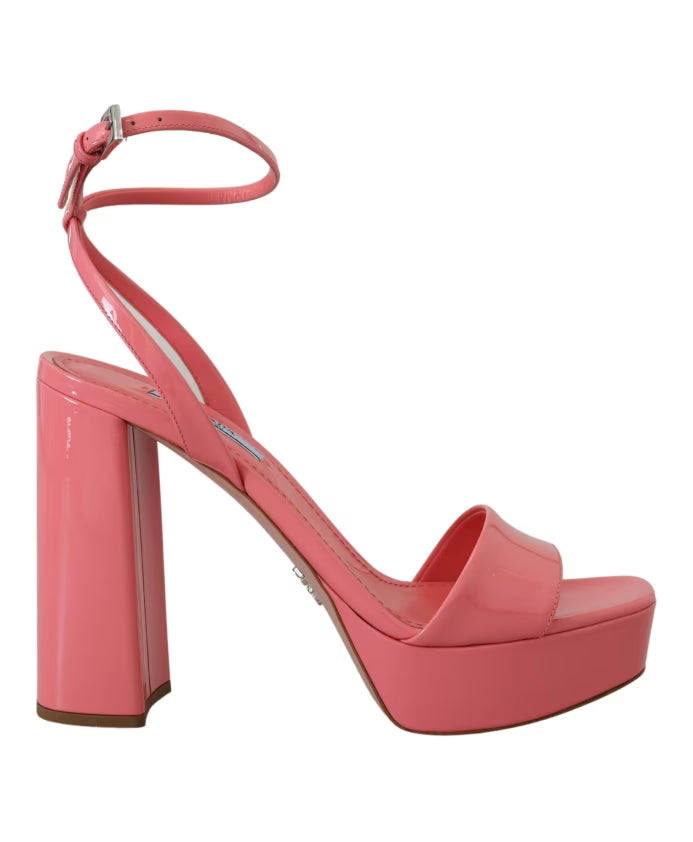 Prada Pink Patent Leather Platform Sandals