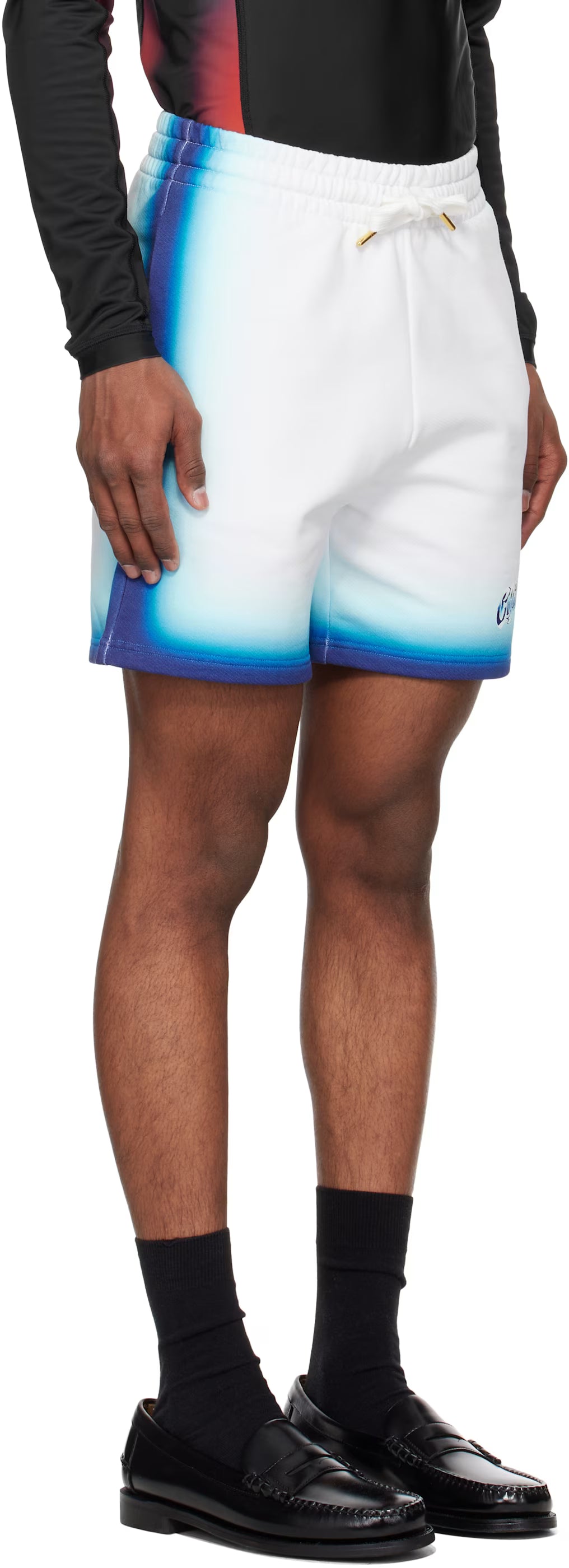 White & Blue Fade Sweat Shorts