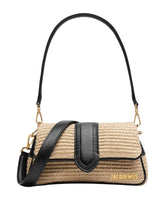 Raffia Shoulder Bag with Leather Straps