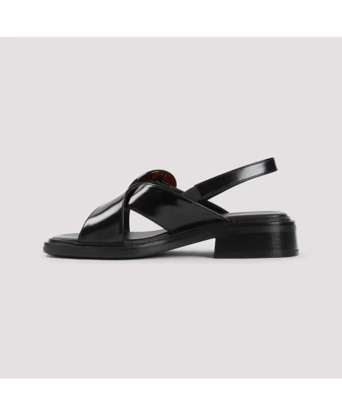 Prada Elegant Black Leather Sandals