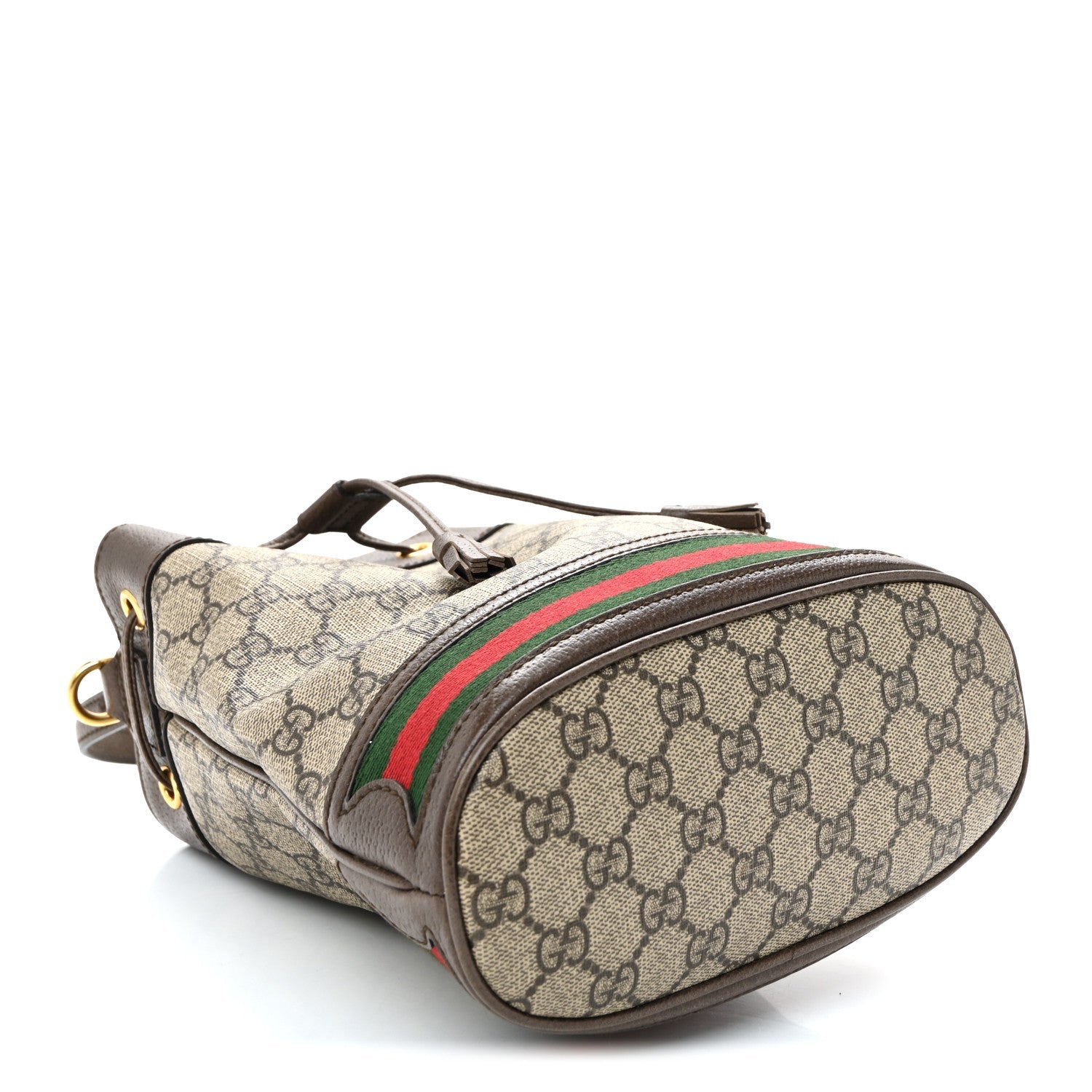 GG Supreme Monogram Web Small Ophidia Bucket Bag Brown