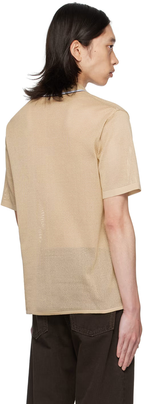 Ferragamo Beige Embroidered-Logo Polo