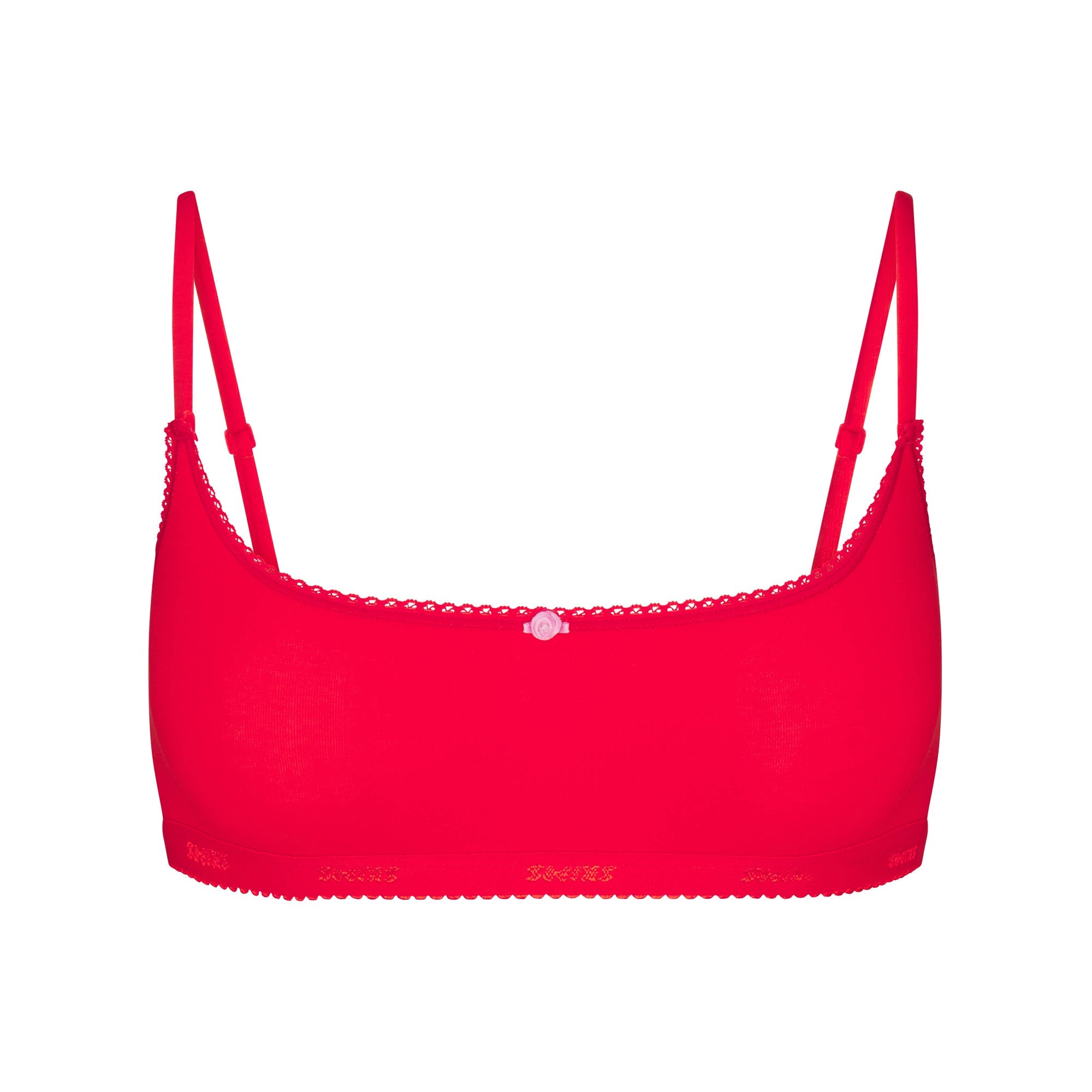 Lightweight Cotton Logo Picot Scoop Bralette